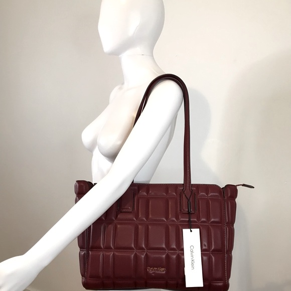 Calvin Klein Handbags - Authentic Calvin Klein NOA Burgundy Soft Faux Leather Large Top Handle Tote